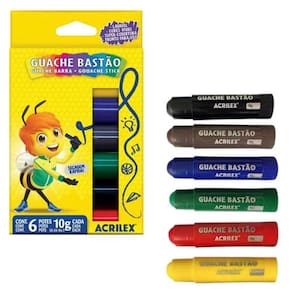 Guache Bastão 6 Cores 10g Secagem Rapida Acrilex 2007
