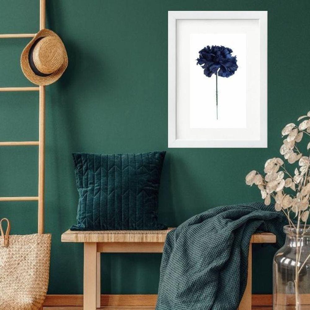 Quadro Flor Minimalista Azul - 60X48Cm