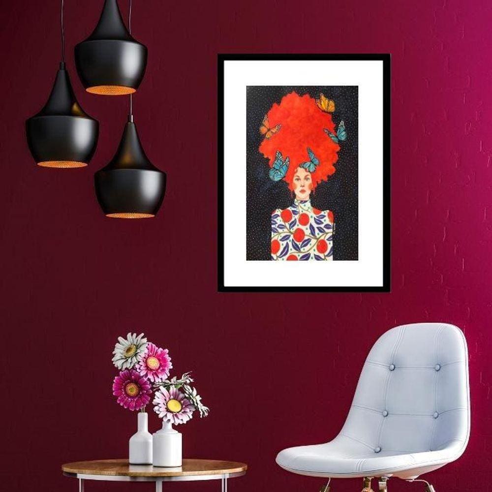 Quadro Arte Ruiva Borboletas - 60X48Cm