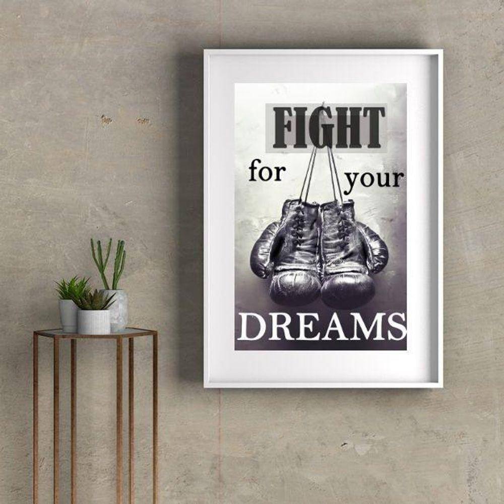 Quadro Frase Motivacional Boxe - 60X48Cm