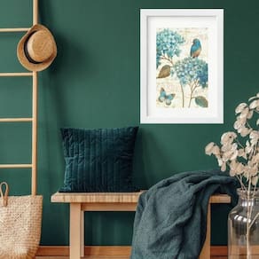 Quadro Botânica Passarinho Azul - 60X48Cm
