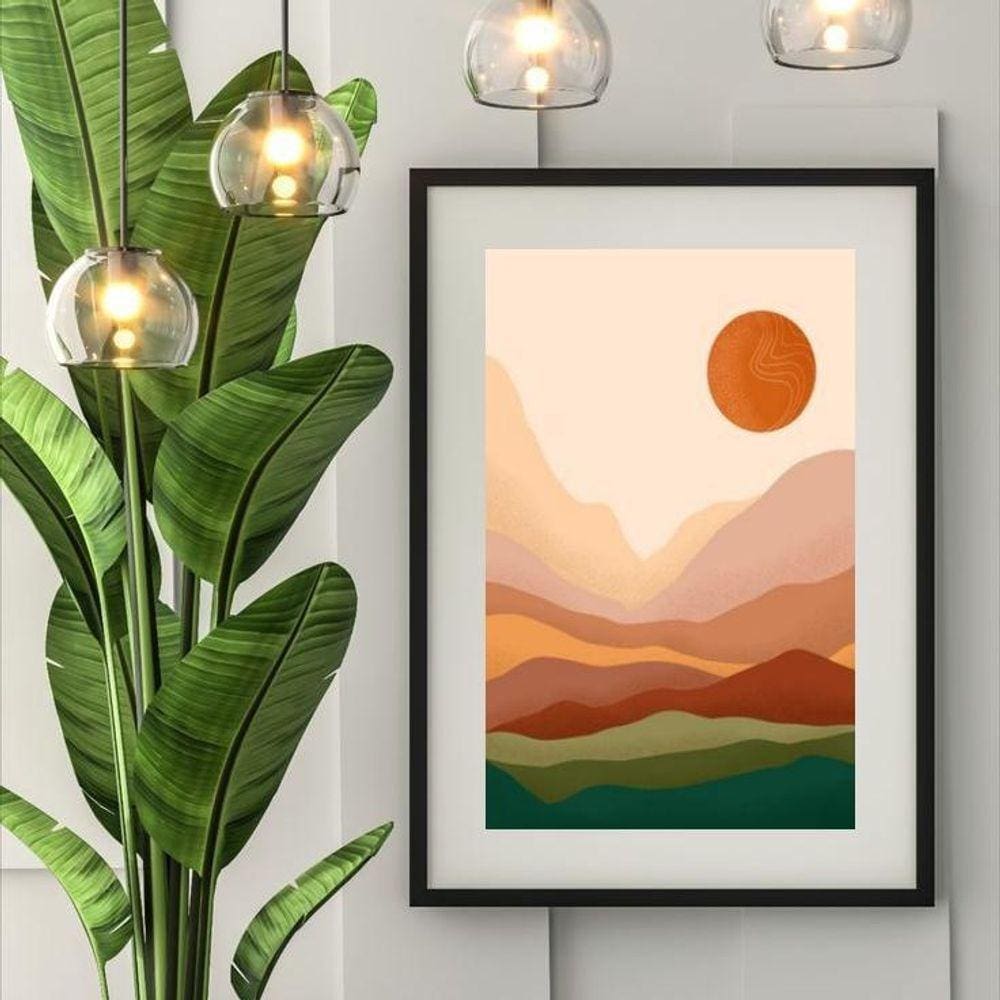 Quadro Decorativo Paisagem Boho - 60X48Cm