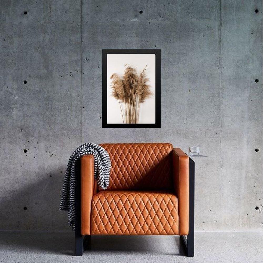 Quadro Decorativo Capim Dos Pampas 33X24Cm - Com Vidro