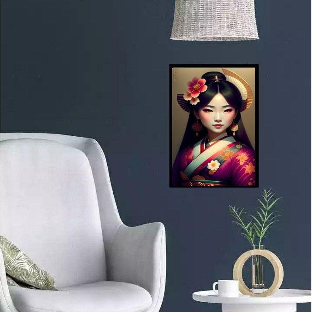 Quadro Menina Gueixa 33X24Cm