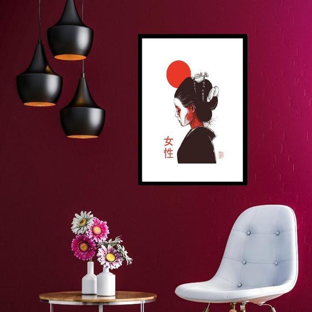 Quadro Mulher Japonesa - 60X48Cm