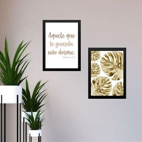 Kit 2 Quadros Salmo Aquele Que Te Guarda 45X34Cm - Com Vidro