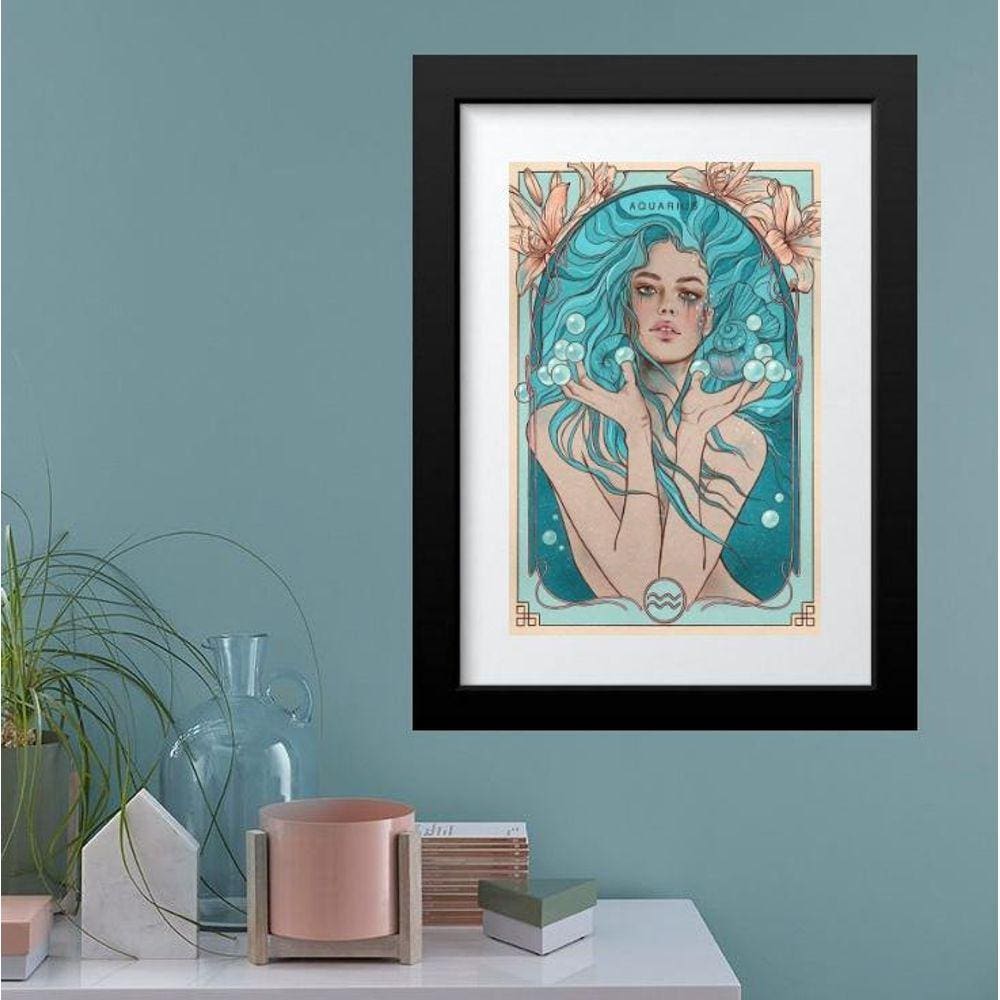 Quadro Vintage Signo Aquário - 60X48Cm