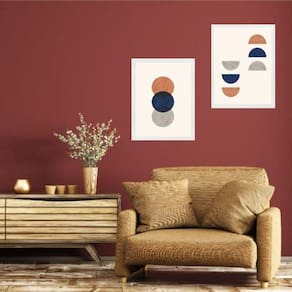 Kit 2 Quadros Abstratos Boho Terracota E Azul 45X34Cm