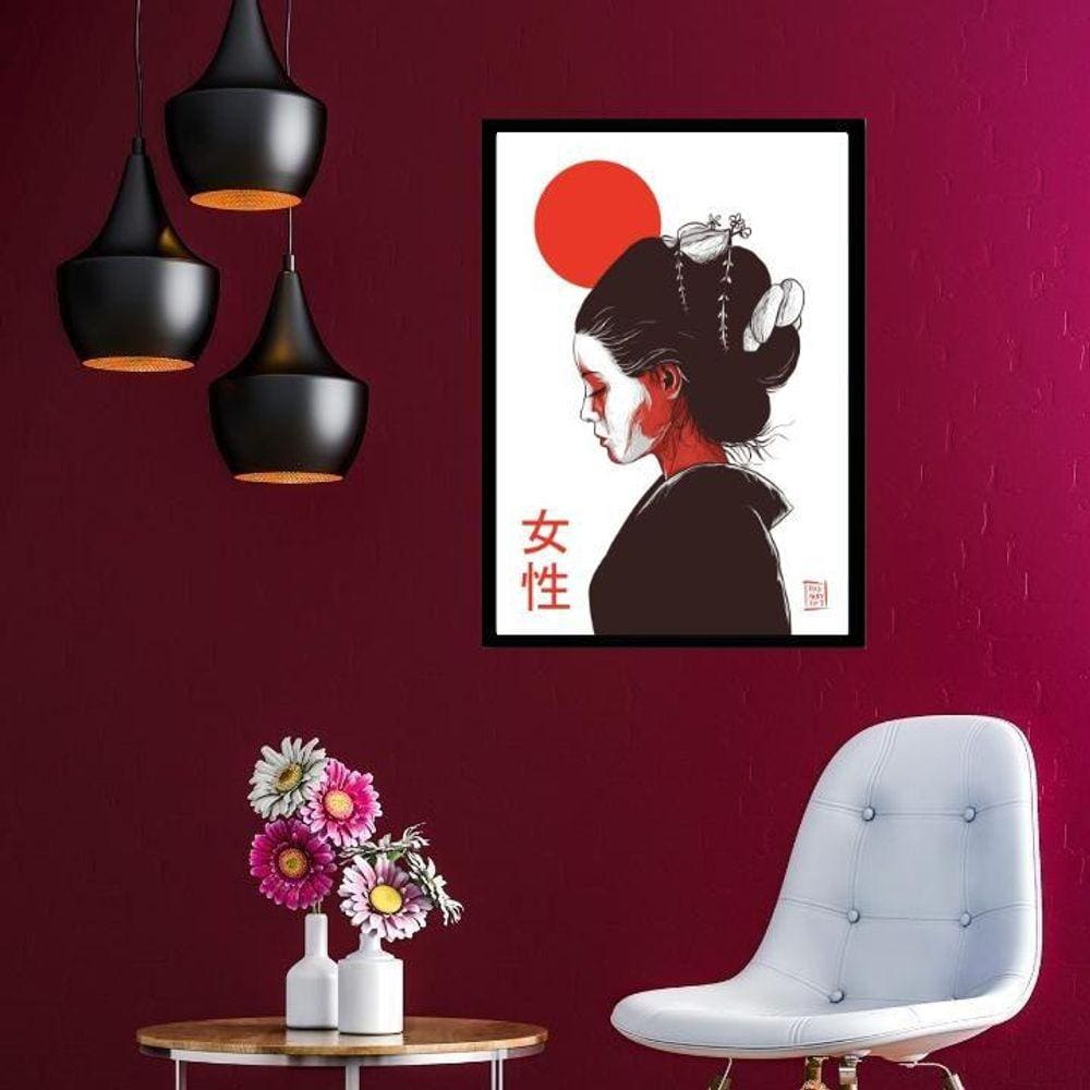 Quadro Mulher Japonesa 24X18Cm - Com Vidro