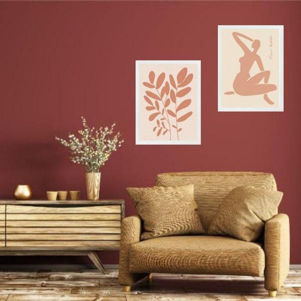 Kit 2 Quadros Contemporâneos Matisse Terracota 33X24Cm
