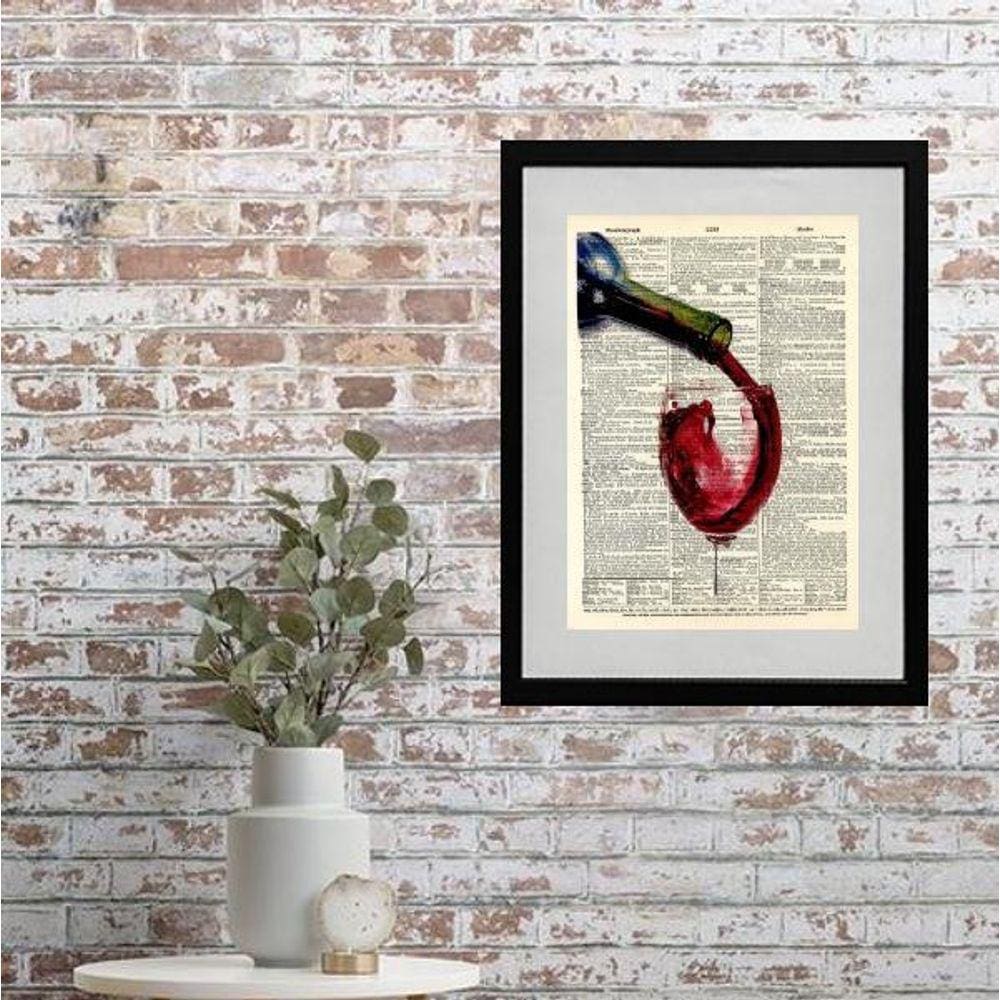 Quadro Vintage Vinho E Leitura - 60X48Cm