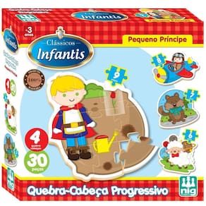 Quebra Cabeça Progressivo Madeira Pequeno Principe 30 peças Nig Brinquedos