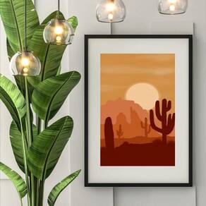 Quadro Deserto Boho Tons De Marrom - 60X48Cm