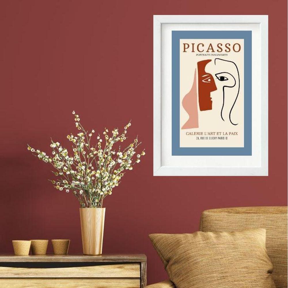 Quadro Picasso Azul E Terracota - 60X48Cm