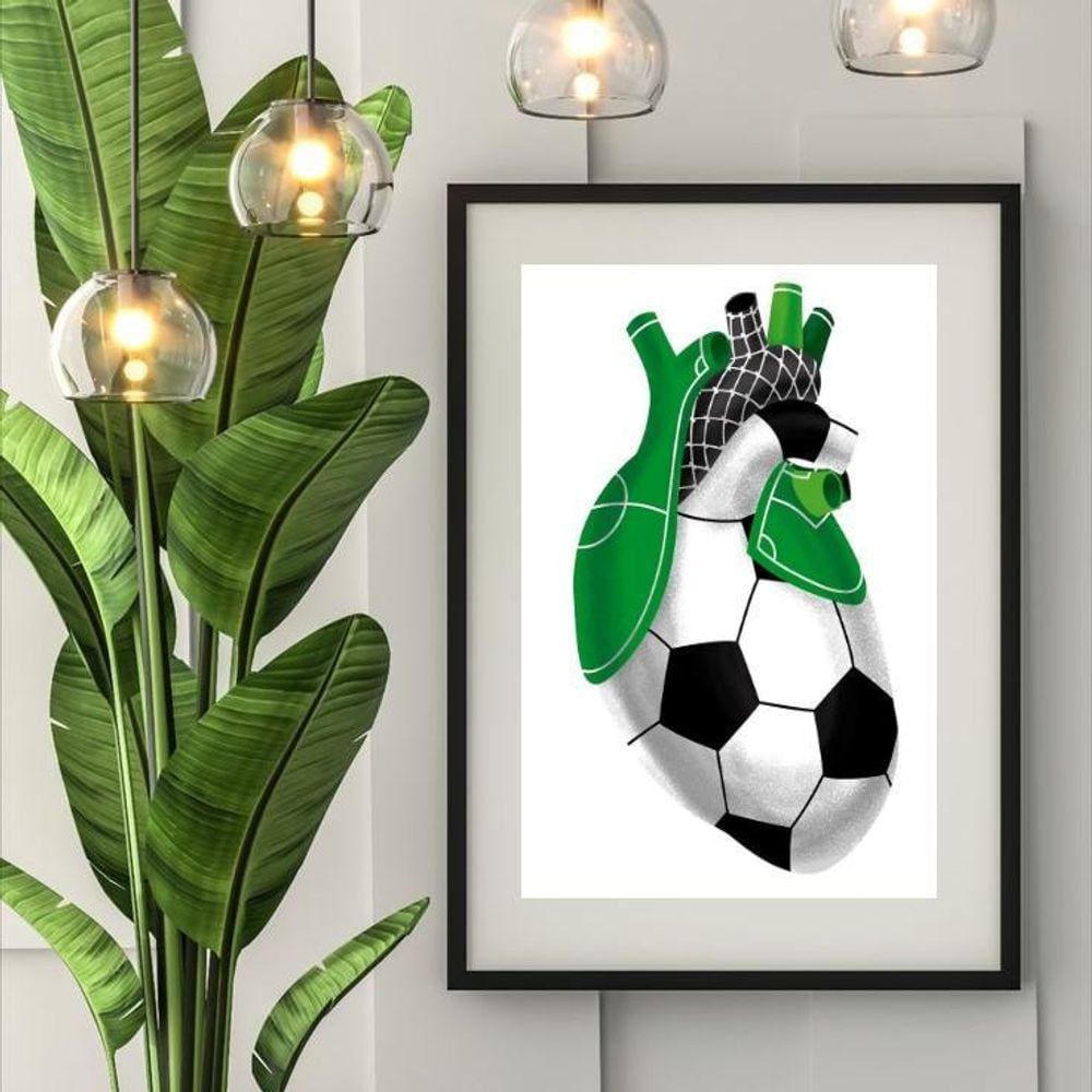 Quadro Coração De Futebol - 60X48Cm