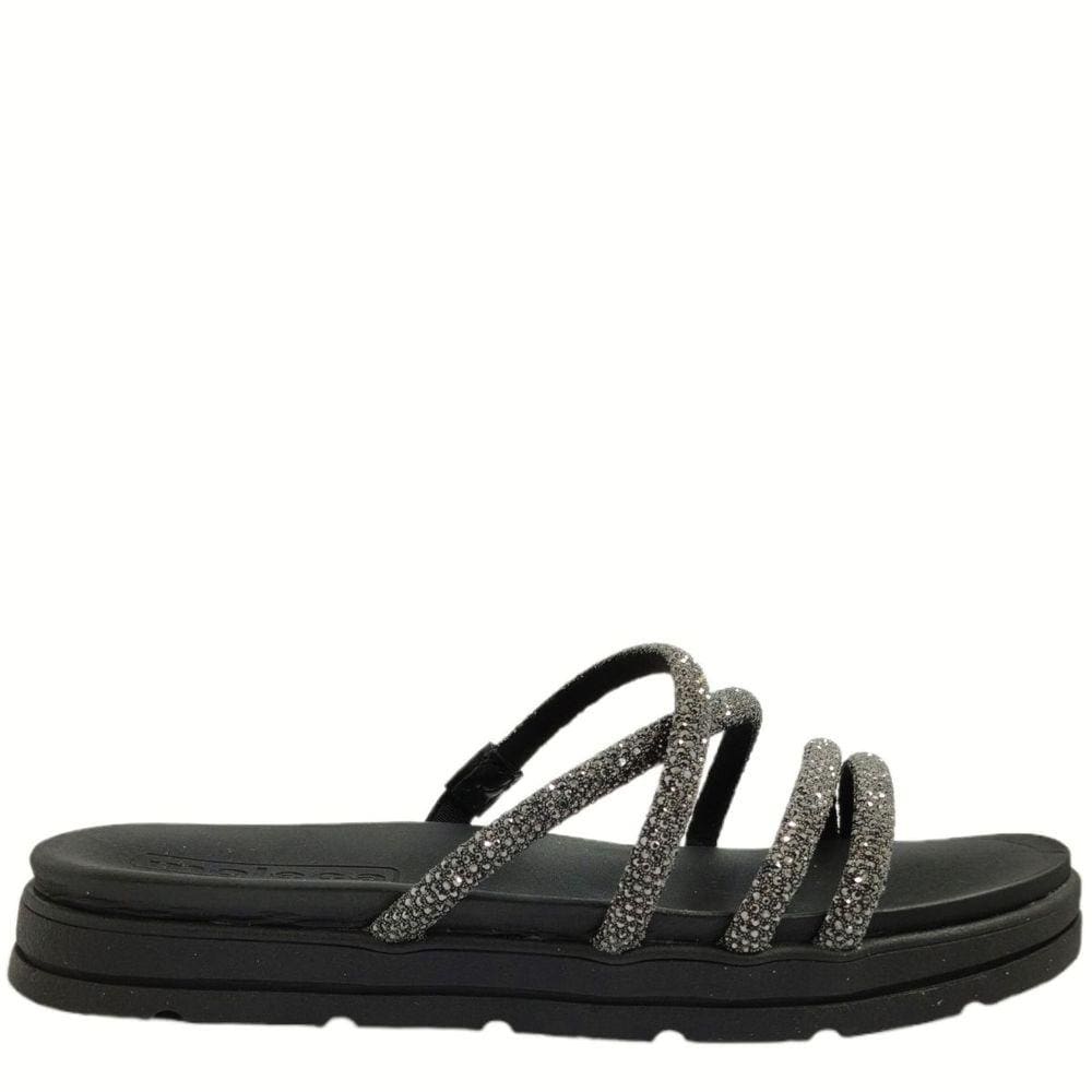 Tamanco Feminino FlatForm Papete Casual com Strass Moleca 5490.112