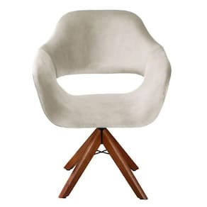 Poltrona Decorativa Zara Pé Giratório em Madeira Facilita Decor