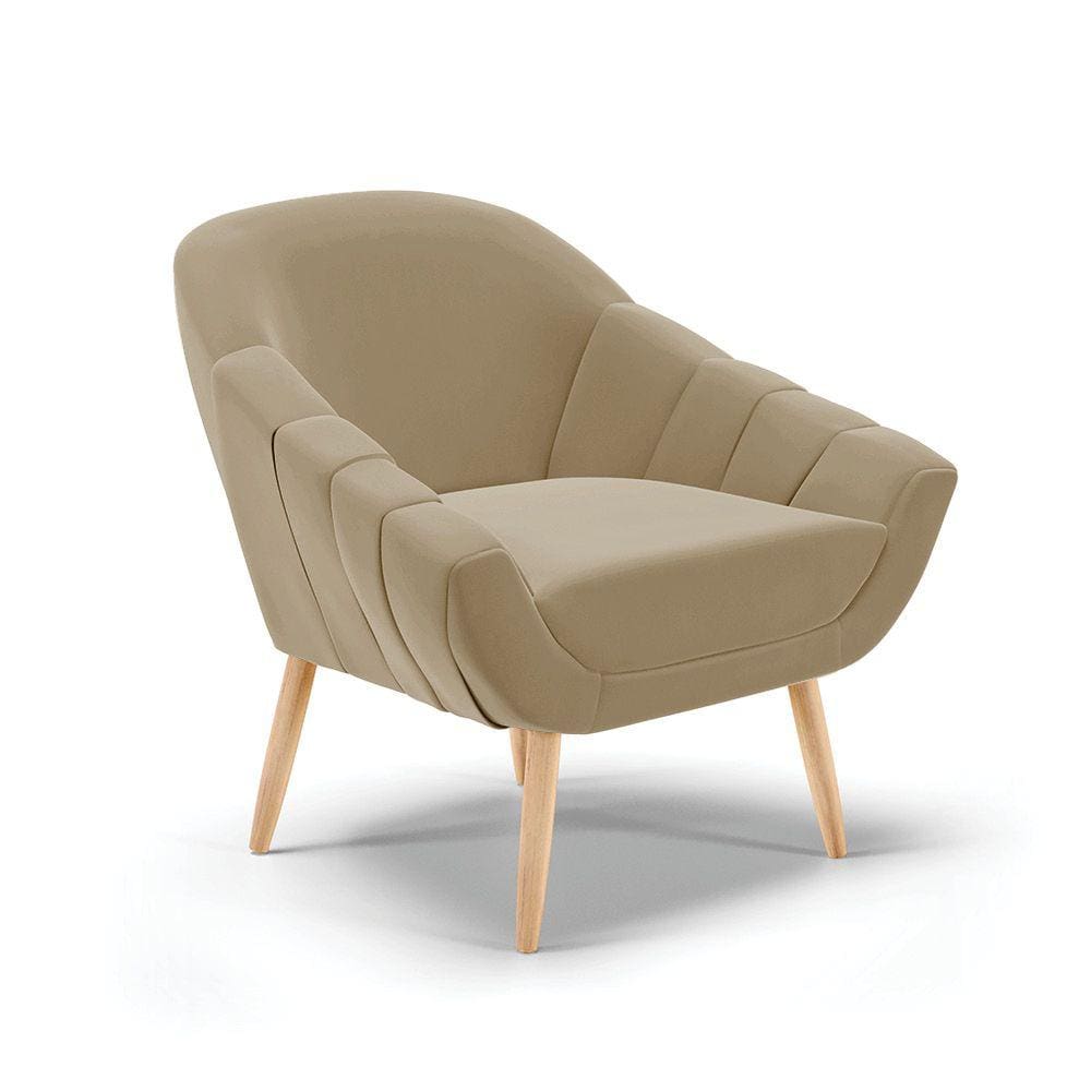 Poltrona Giovana Suede Pés Palito Natural - D`Rossi