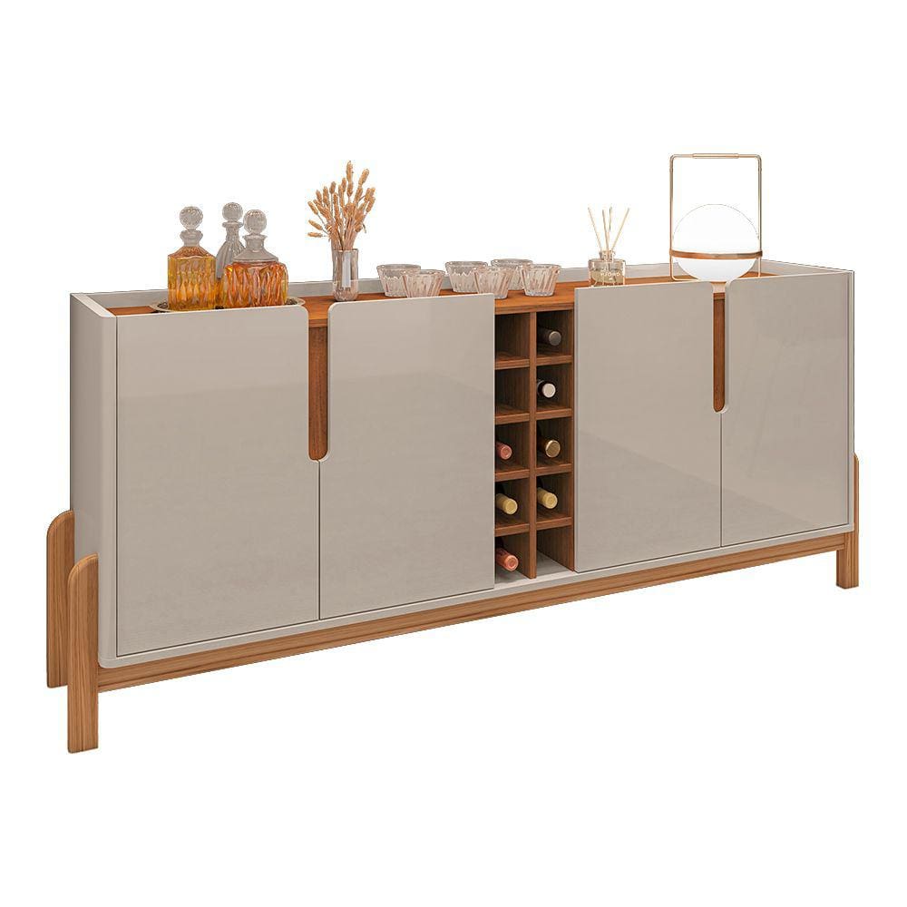 Aparador Buffet 4 Portas Belle 190 cm Off White e Cedro com Adega - D`Rossi