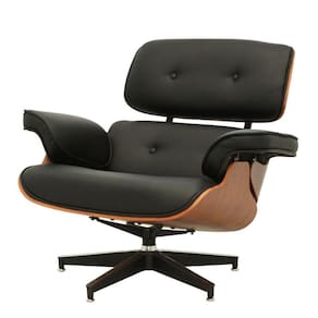 Poltrona Giratória Charles Eames Rivattis Pu Preto Base Alumínio