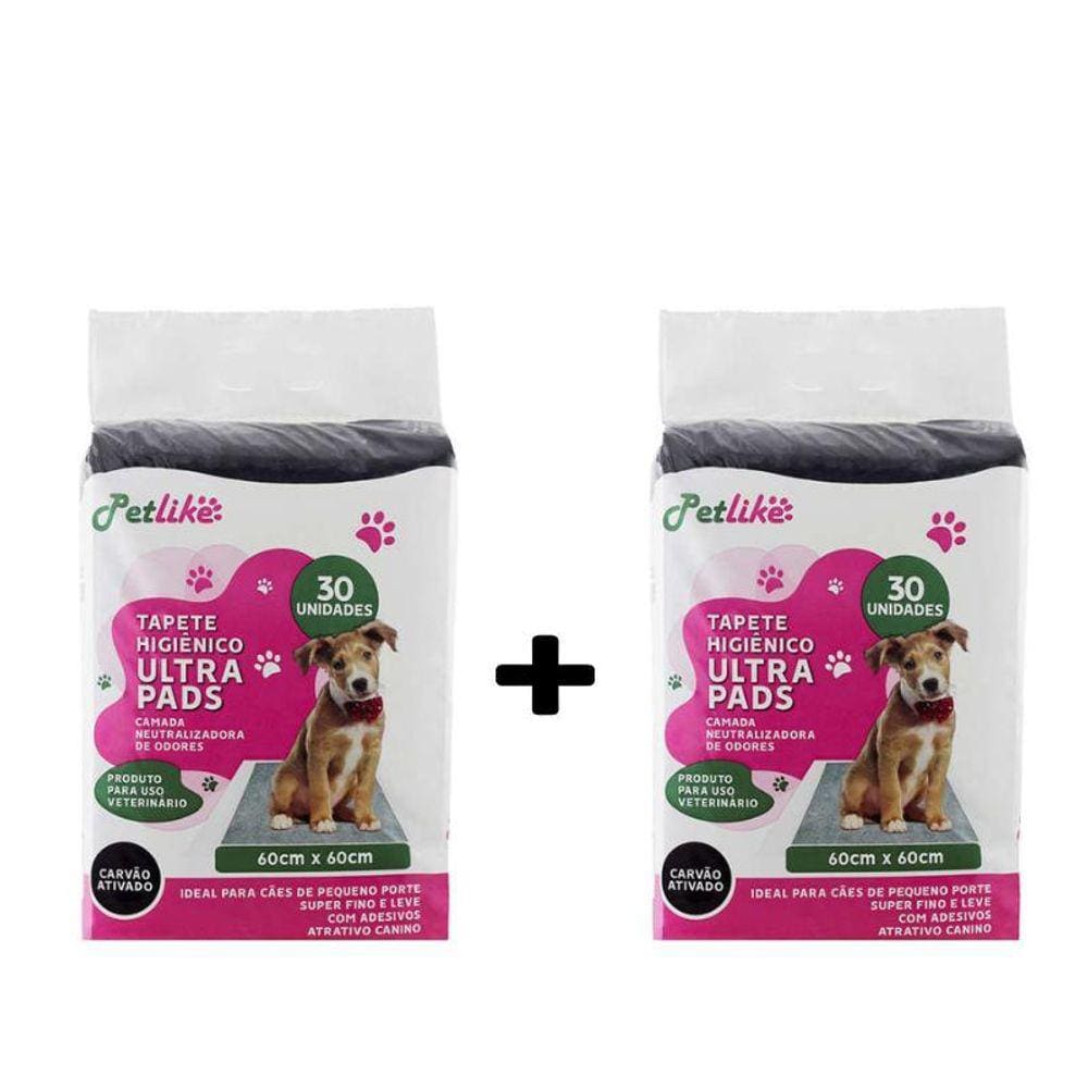Tapete Higienico Ultra Pads Carvão 60X60Cm - 60 Unid - Kit