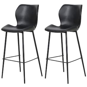 Kit 2 Banquetas Altas Itajaí Rivattis Madeira Revestida Em Poliuretano (Pu) Preto Base Metal