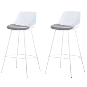 Kit 2 Banquetas Altas Medelín Rivattis Estofada Em Polipropileno Branco E Cinza Mecla Base Aço