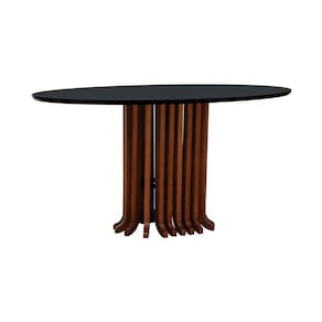 Mesa De Jantar Denver Tampo Oval 160x90cm Amêndoa-preto