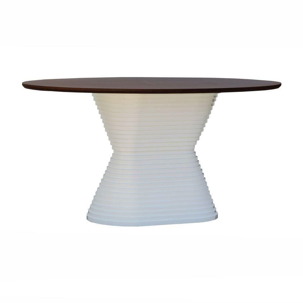 Mesa De Jantar Apollo Tampo Oval 160x90cm Branco-amêndoa