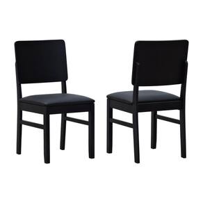 Kit 2 Cadeiras Quéops Madeira Maciça Encosto Anatômico Assento Estofado - Preto Corano Preto