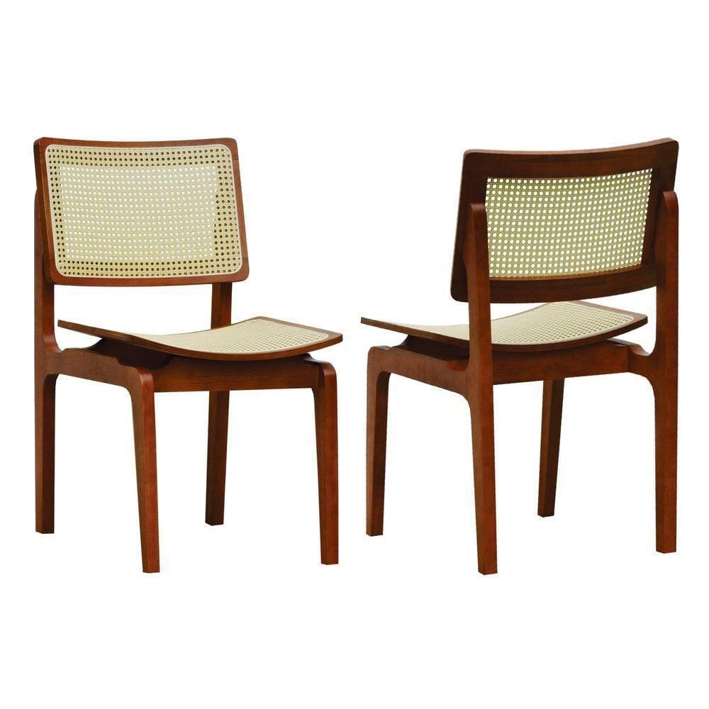 Kit 2 Cadeiras Gus Madeira Maciça Encosto Telinha Assento Anatômico - Amêndoa Telinha