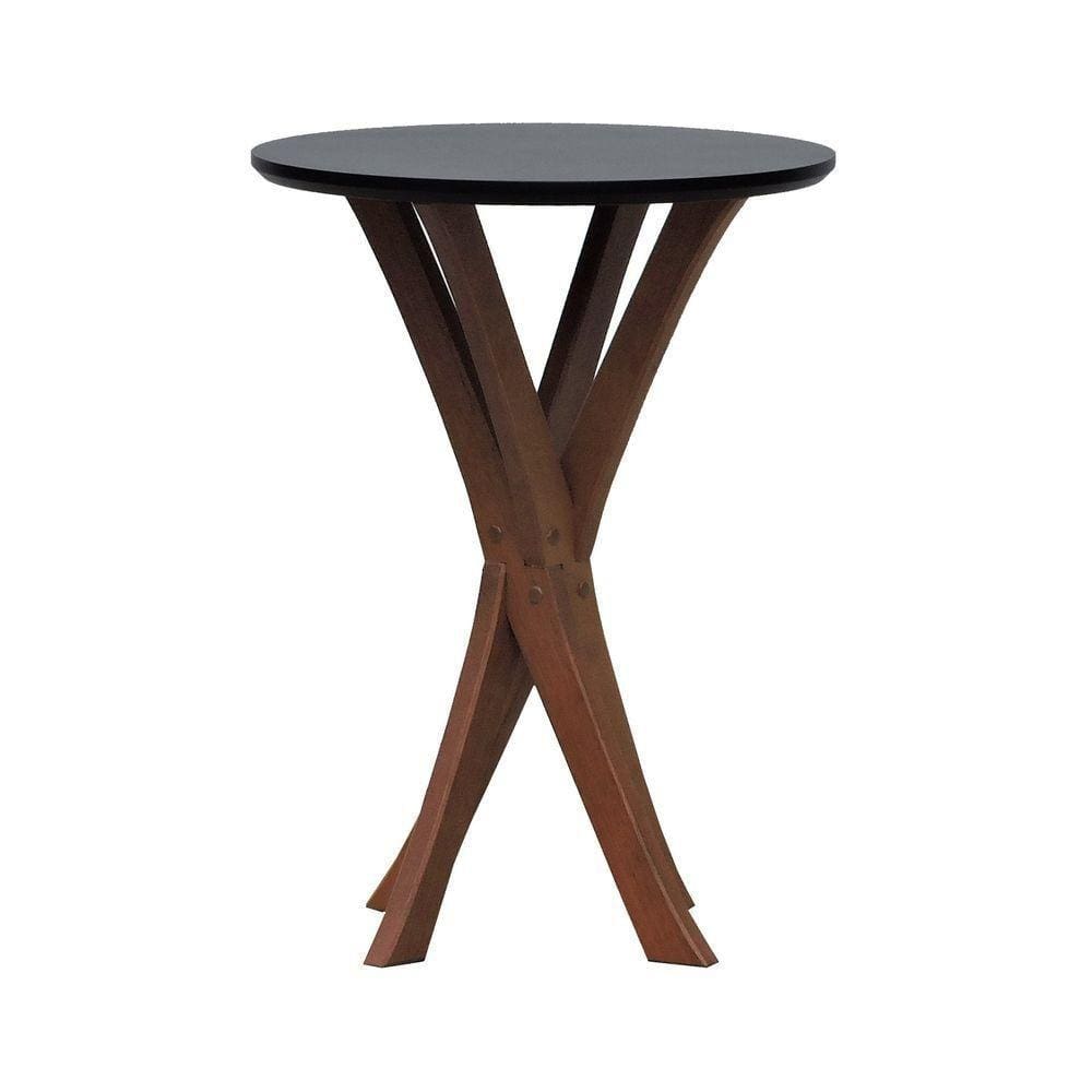 Mesa Lateral Tiê Tampo Redondo ø42 Amêndoa-preto