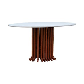 Mesa De Jantar Denver Tampo Oval 160x90cm Amêndoa-branco