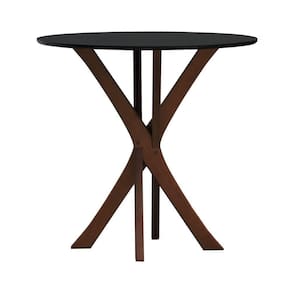 Mesa De Jantar Tiê Tampo Redondo ø80 Amêndoa-preto