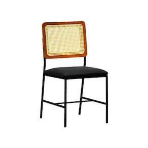 Cadeira Lyon Metal Encosto Anatômico Telinha Natural Assento Estofado - Preto-amêndoa Corano Preto