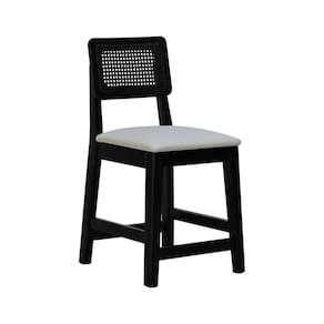 Banqueta Baixa-cadeira Gabi - Preto Assento Estofado Corano Bege