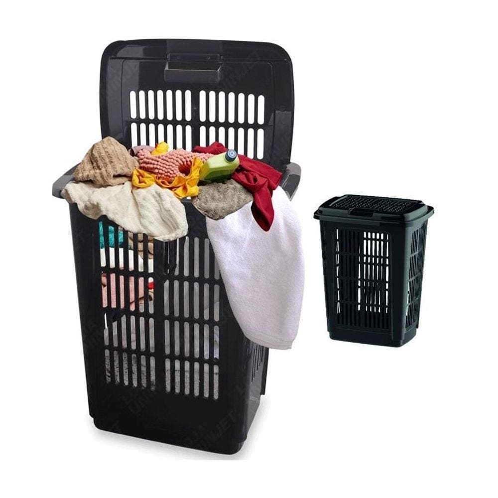 Cesto De Roupa Lavanderia Preto Em Tela Multiuso 30 Litros