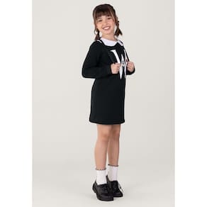 Vestido Wandinha Infantil Menina Preto Brandili