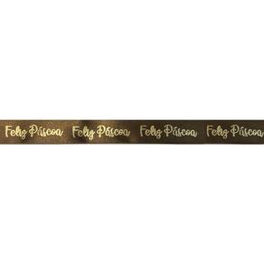 Fita Cetim 22X10M Feliz Páscoa Marrom Cromus
