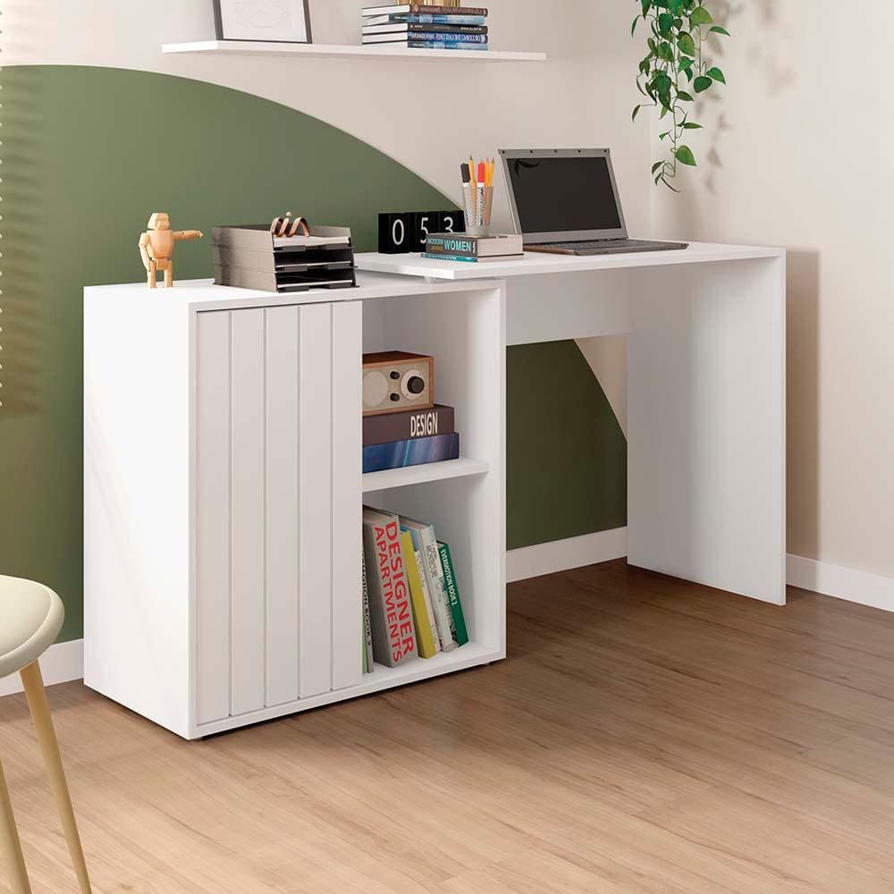 Mesa De Escritório 140cm Branco Craig Shop Jm - Branco