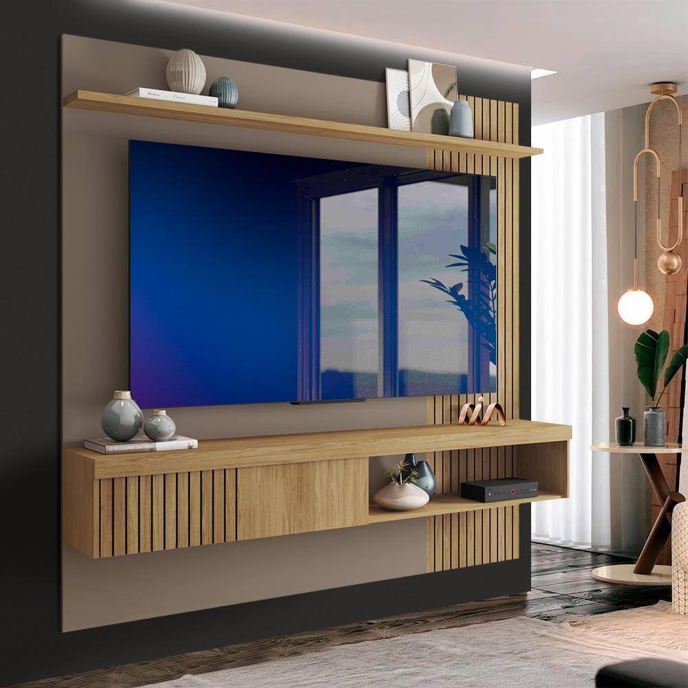 Painel Para Tv Até 65 Polegadas Suspenso 180cm Buriti Marrom Grace Shop Jm - Marrom