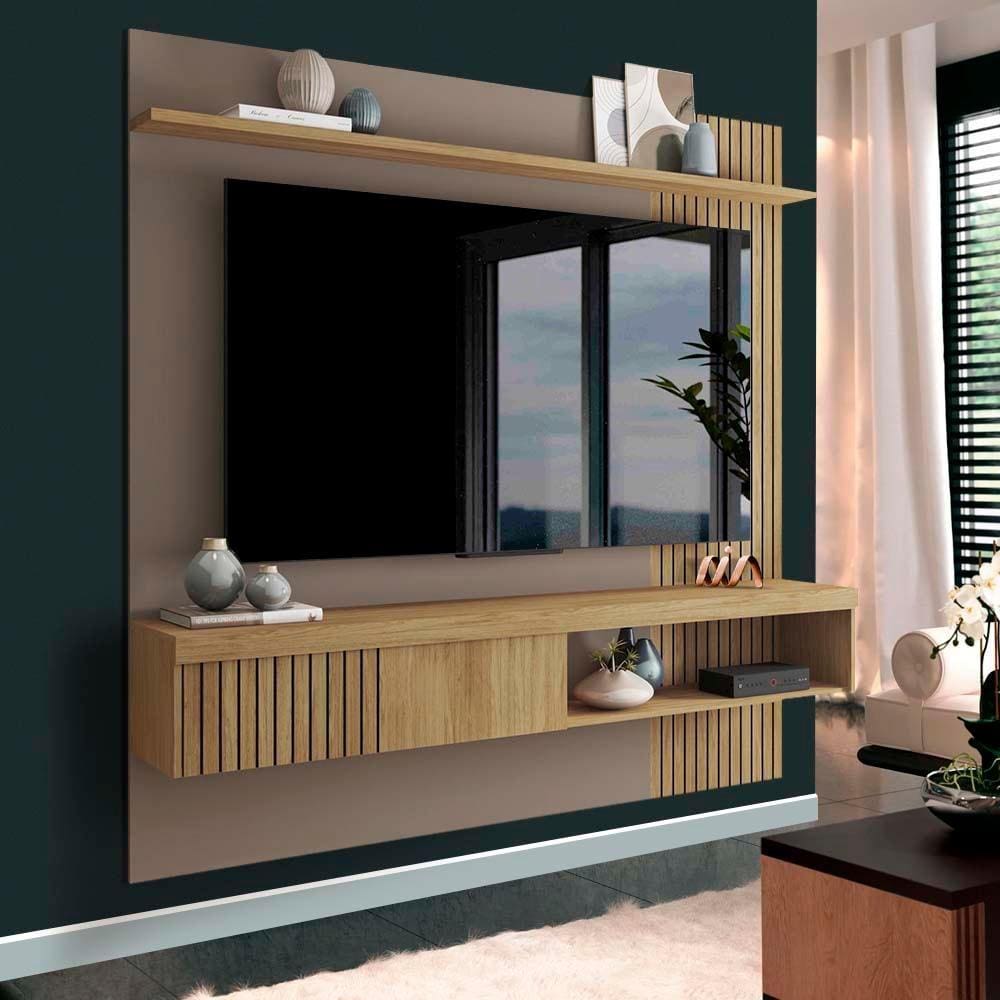 Painel Para Sala Até 65 Polegadas 180cm Buriti Marrom Amity Shop Jm - Marrom