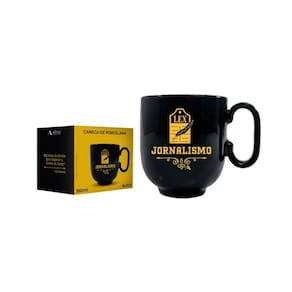 Caneca Forma Preta Jornalismo 350 ML - Allmix