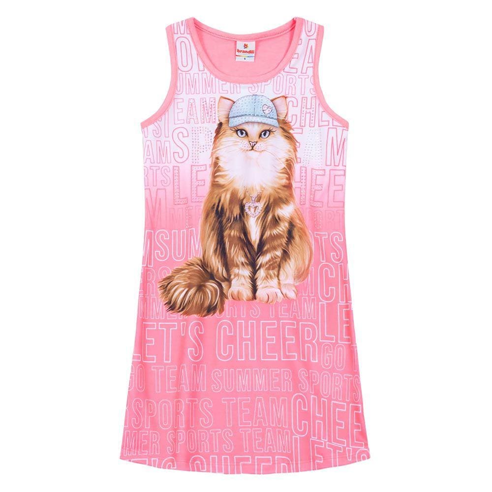 Vestido Infantil Menina Em Cotton De Gatinho Brandili