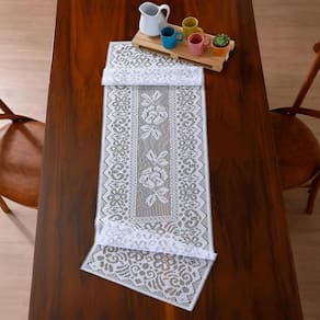 Caminho De Mesa De Renda 40X150Cm Valência Branca Interlar