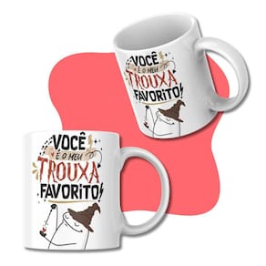 Caneca Xicara de Café e Chá de Porcelana Personalizada para Presente no Dia dos Namorados - Você é meu Trouxa Favorito