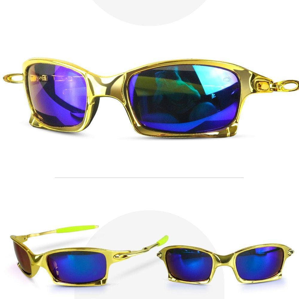 oculos sol metal proteção uv dourado lupa gold praia verão qualidade premium spaceman