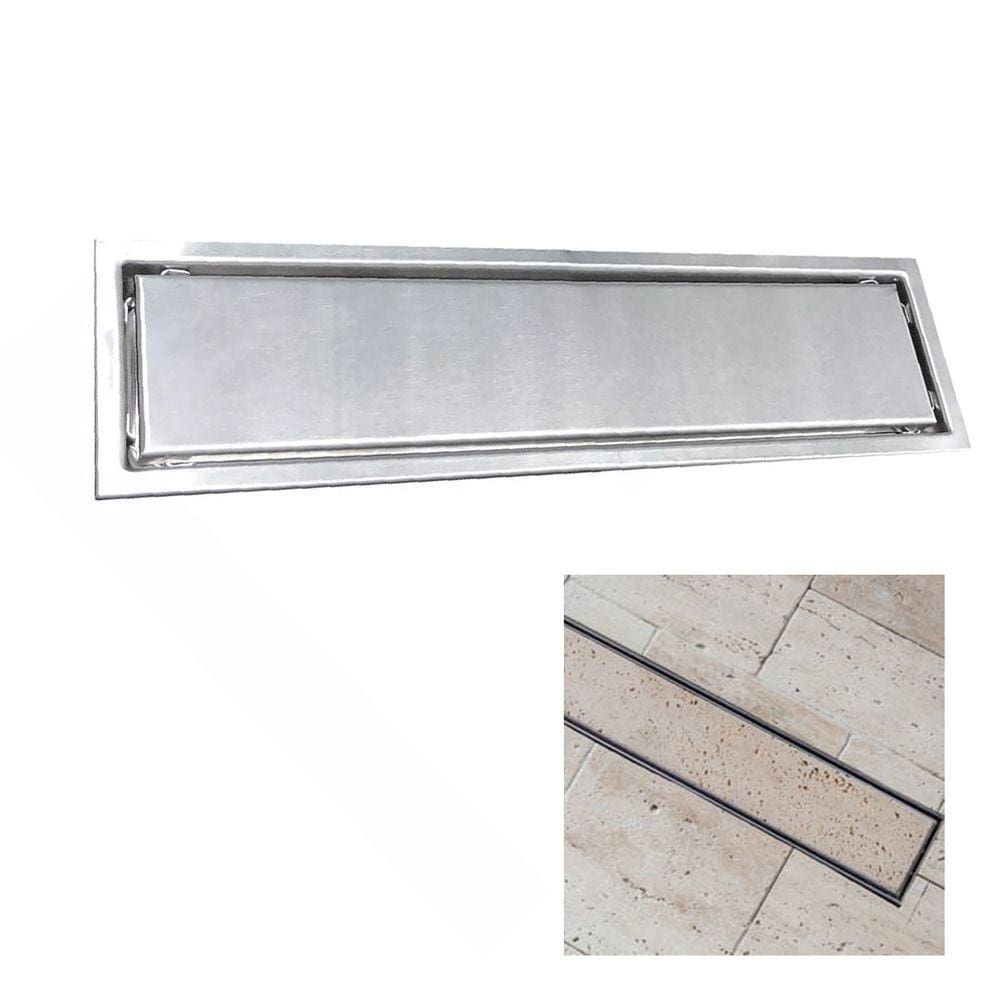 Ralo Linear Oculto 20cm Aço Inox Anti Odor Anti Inseto Invisivel Banheiro Lavabo Higienico Resistente Seguro