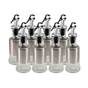 Kit 8 Azeiteiro Vinagreiro Recipiente Em Vidro E Inox Bico