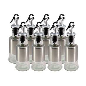 Kit 8 Azeiteiro Vinagreiro Recipiente Em Vidro E Inox Bico